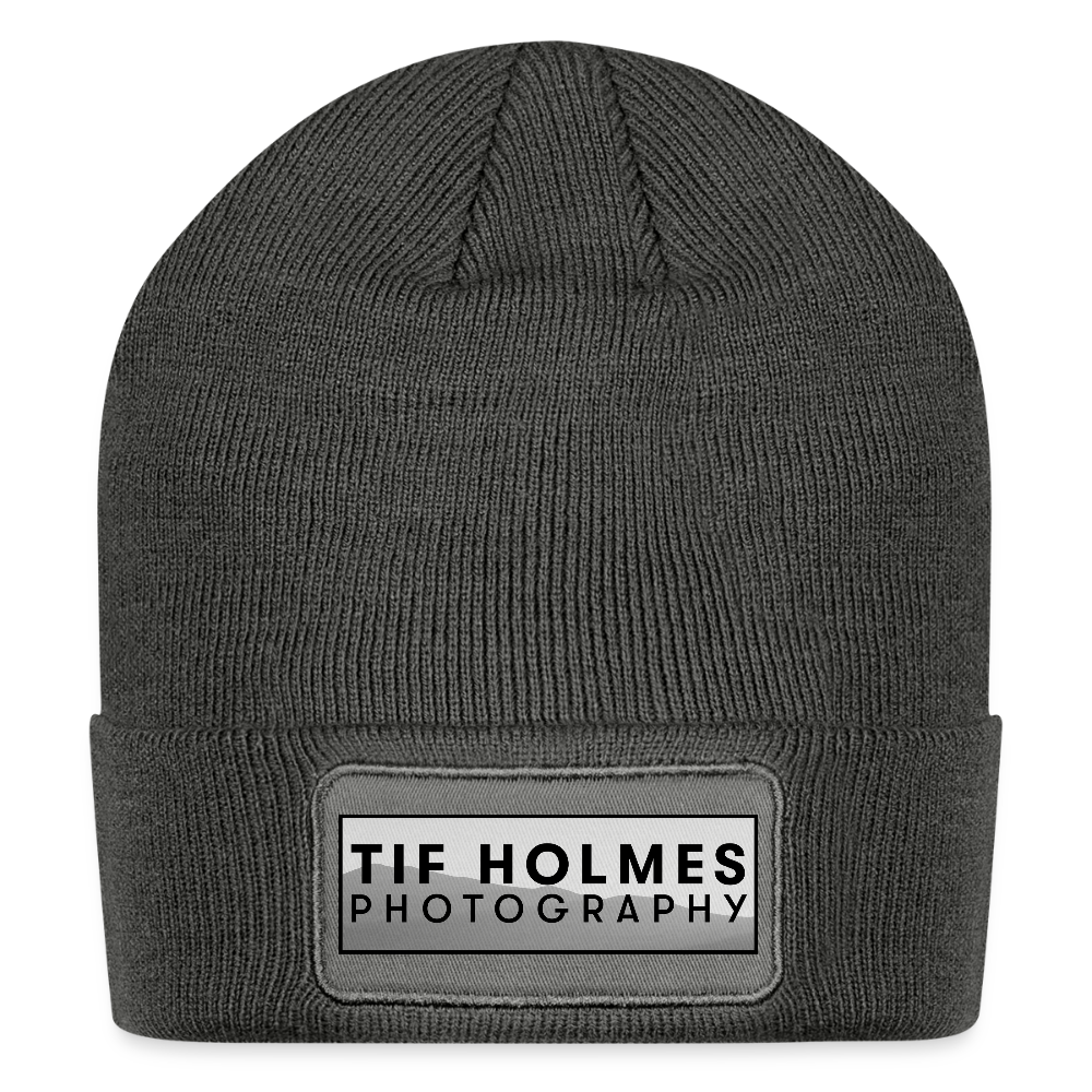 TH Mountain Logo Patch Beanie - charcoal grey