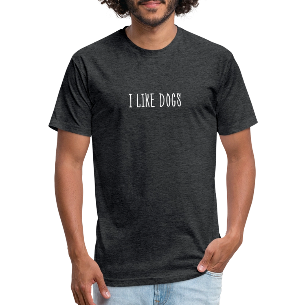 "I LIKE DOGS" Fitted Cotton/Poly T-Shirt by Next Level - heather black