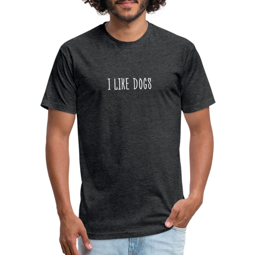 "I LIKE DOGS" Fitted Cotton/Poly T-Shirt by Next Level - heather black