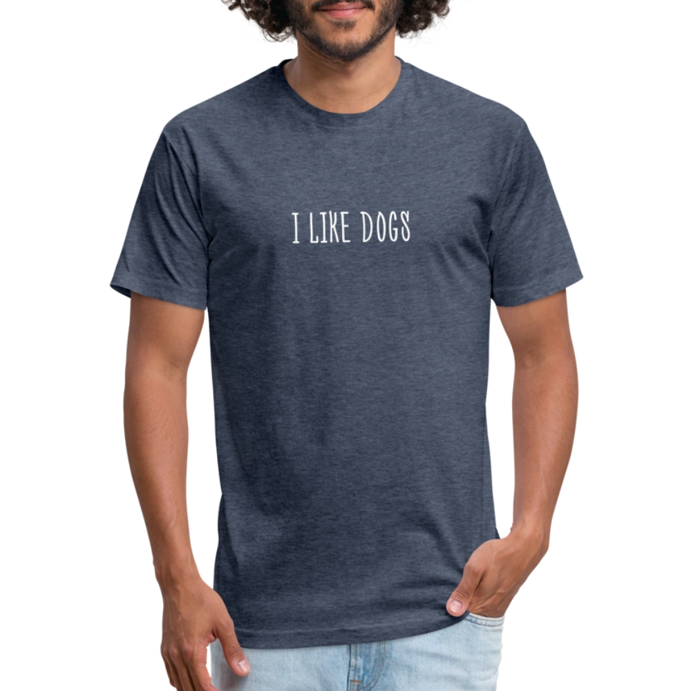 "I LIKE DOGS" Fitted Cotton/Poly T-Shirt by Next Level - heather navy