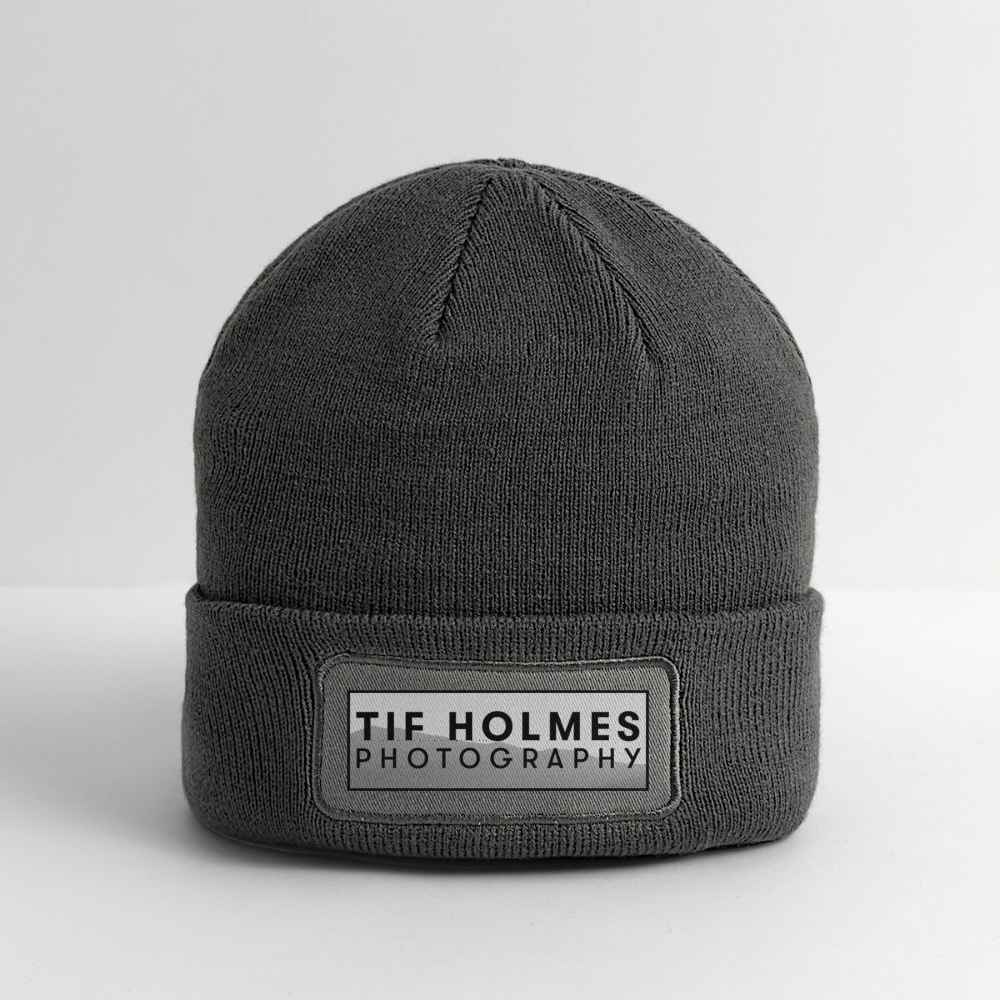 TH Mountain Logo Patch Beanie - charcoal grey