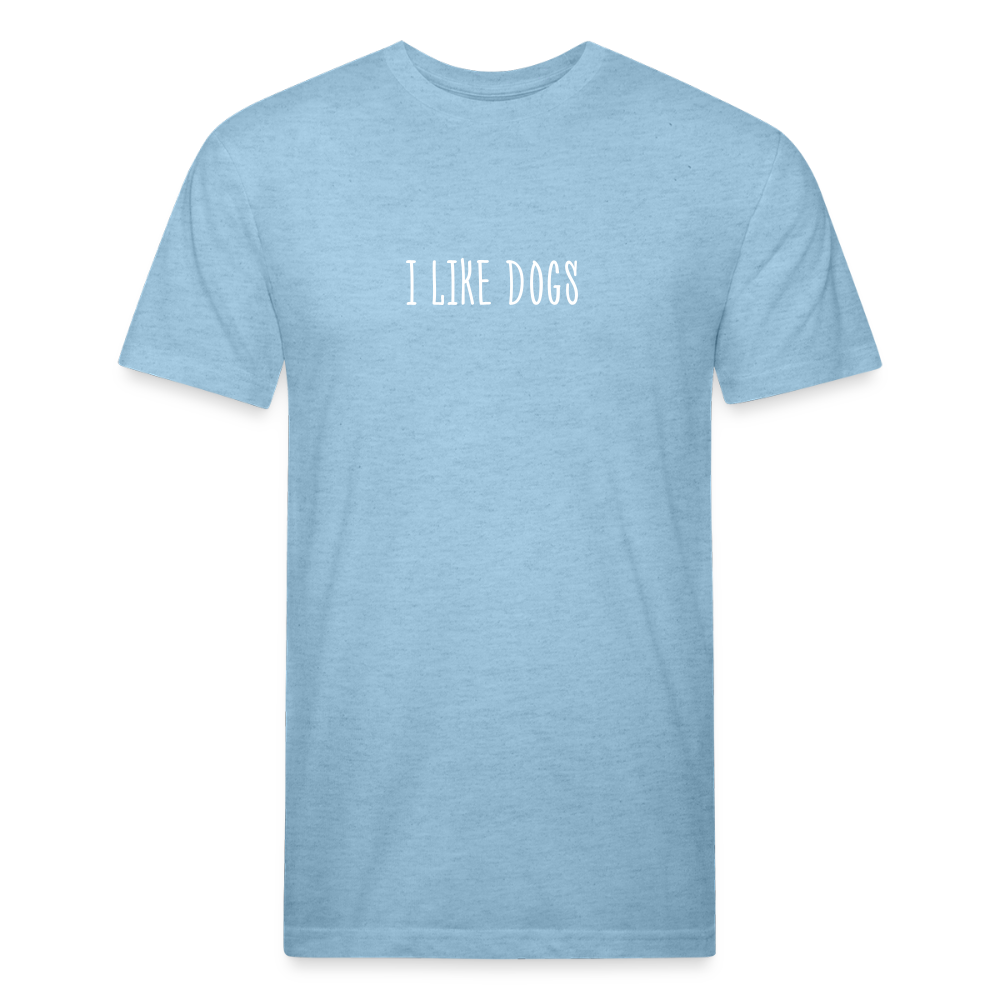 "I LIKE DOGS" Fitted Cotton/Poly T-Shirt by Next Level - heather blue
