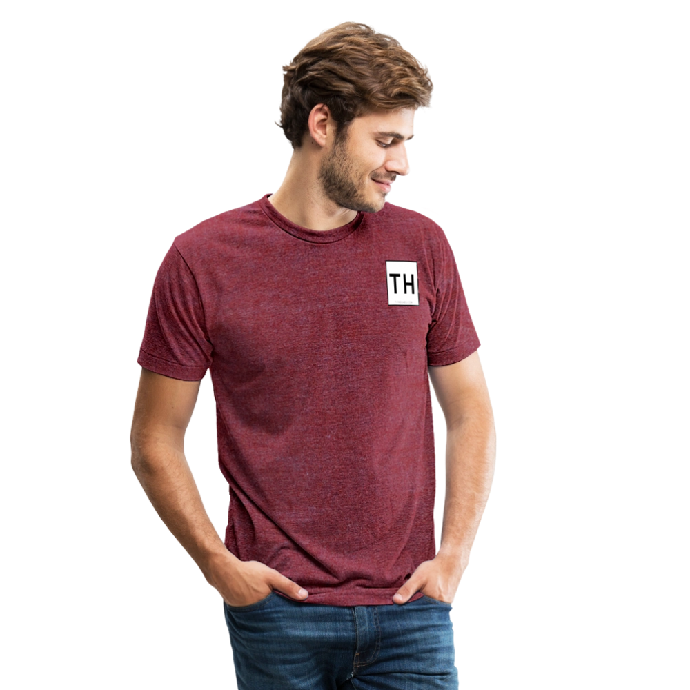 Unisex Tri-Blend T-Shirt with Square 'TH' Logo - heather cranberry