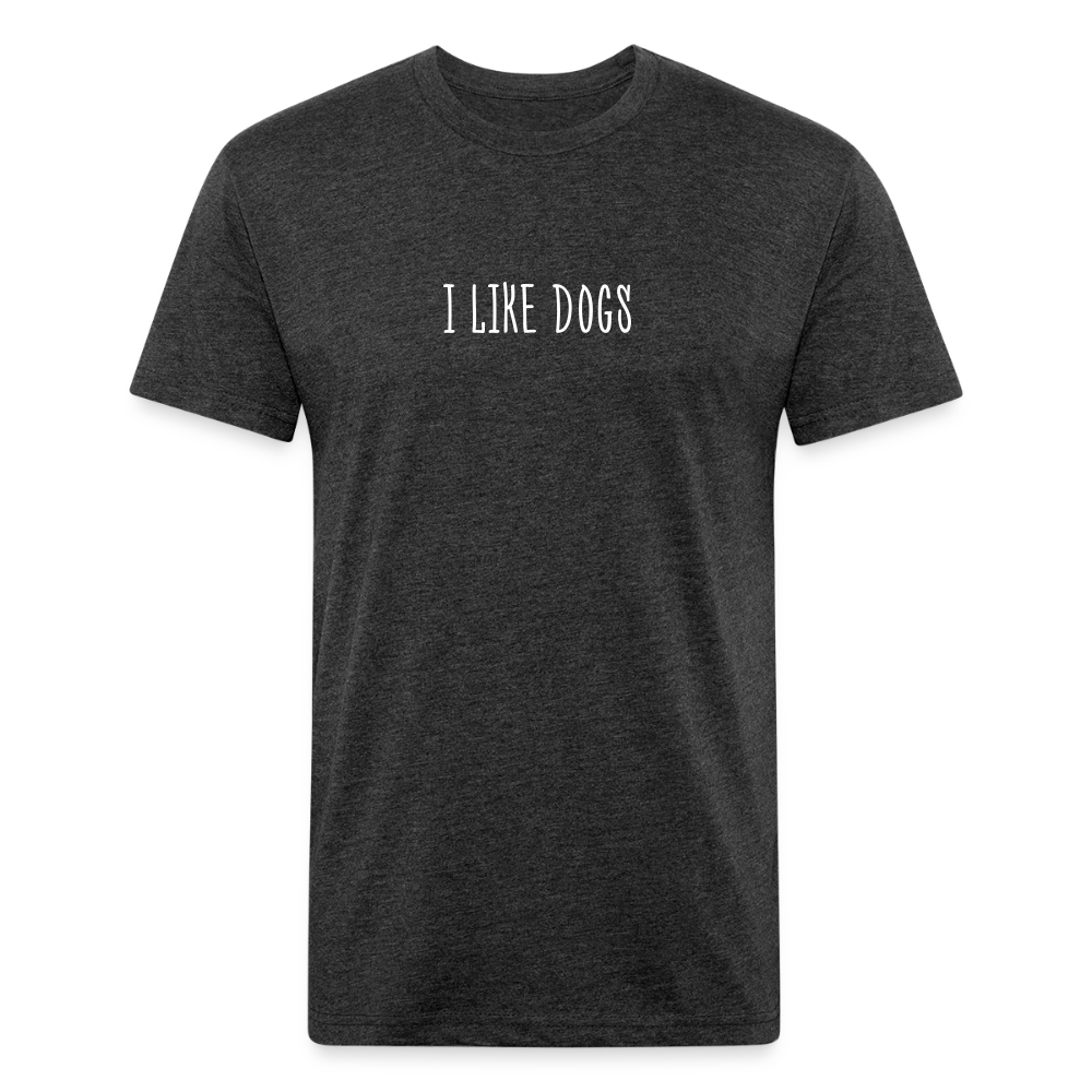 "I LIKE DOGS" Fitted Cotton/Poly T-Shirt by Next Level - heather black