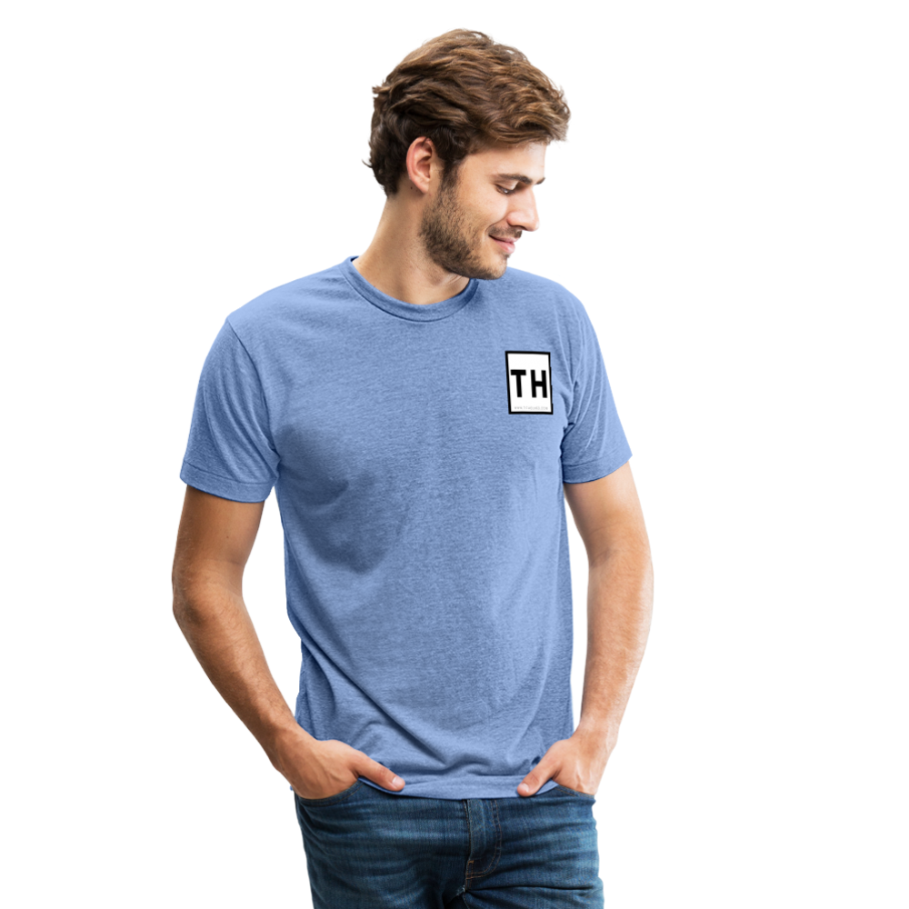 Unisex Tri-Blend T-Shirt with Square 'TH' Logo - heather blue