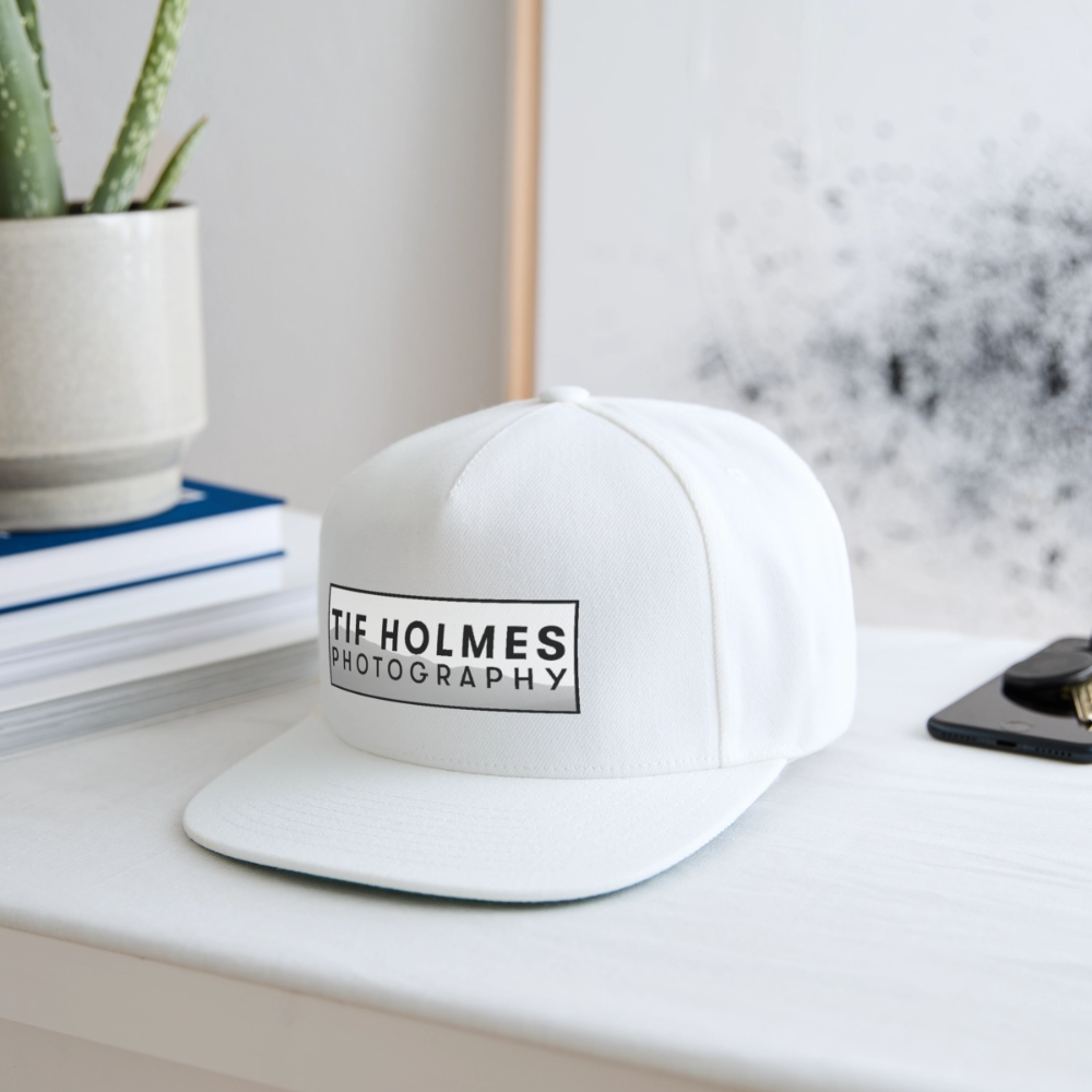 Tif Holmes Photography (Mountain Logo) Snapback Baseball Cap - white