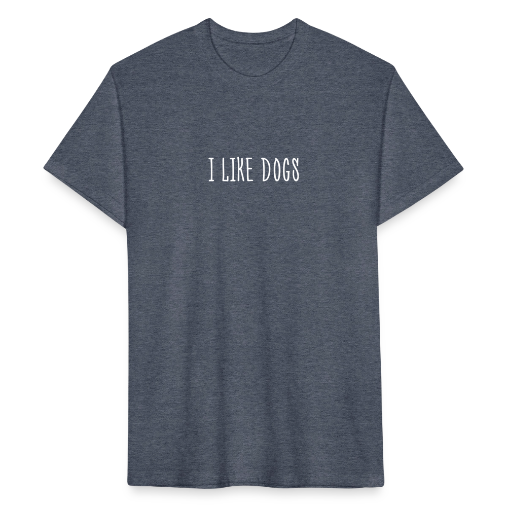 "I LIKE DOGS" Fitted Cotton/Poly T-Shirt by Next Level - heather navy