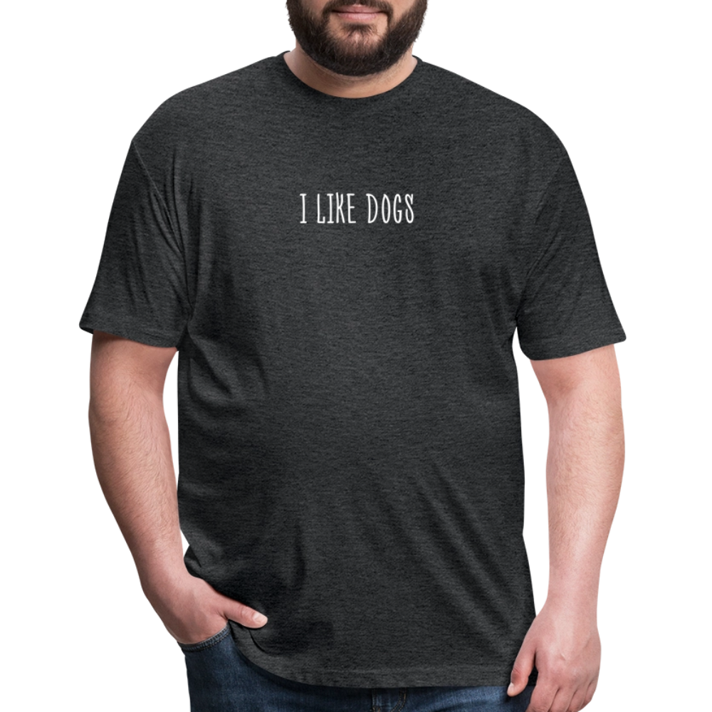 "I LIKE DOGS" Fitted Cotton/Poly T-Shirt by Next Level - heather black