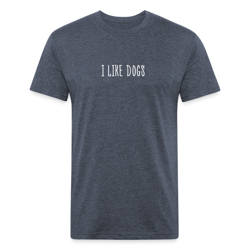 "I LIKE DOGS" Fitted Cotton/Poly T-Shirt by Next Level - heather navy