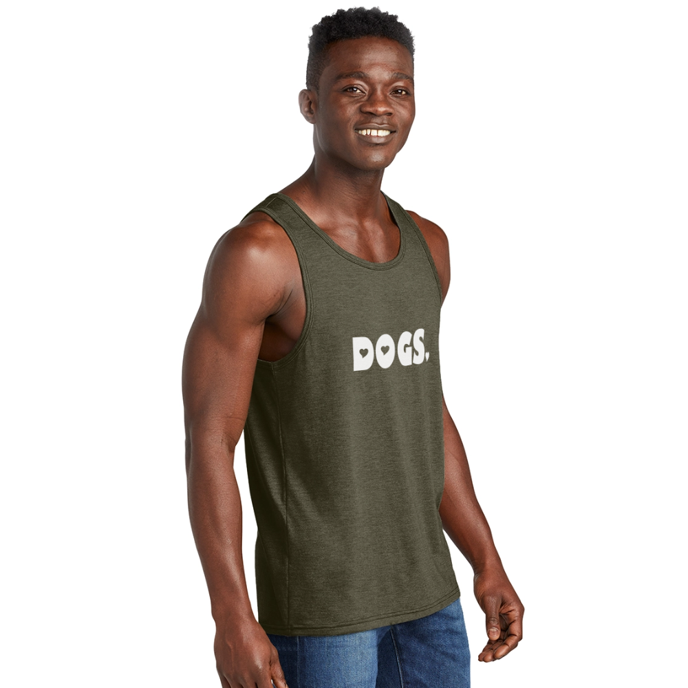 "DOGS" Unisex Tri-Blend Organic Tank - heather olive