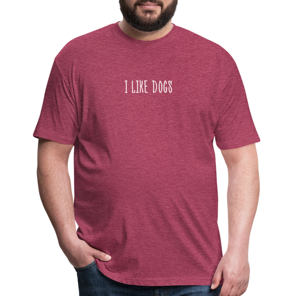 "I LIKE DOGS" Fitted Cotton/Poly T-Shirt by Next Level - heather burgundy