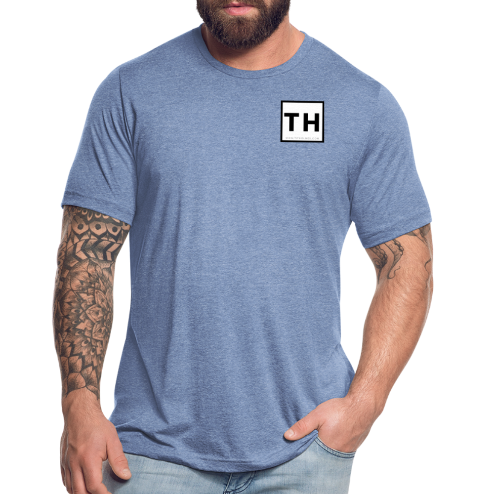 Unisex Tri-Blend T-Shirt with Square 'TH' Logo - heather blue