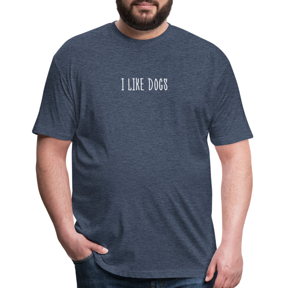 "I LIKE DOGS" Fitted Cotton/Poly T-Shirt by Next Level - heather navy