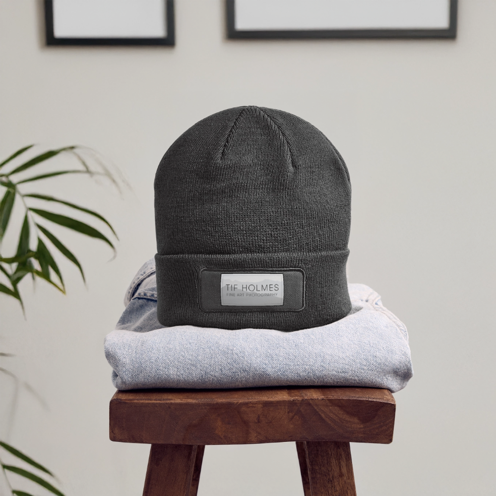 TH Mountain Logo Patch Beanie - charcoal grey