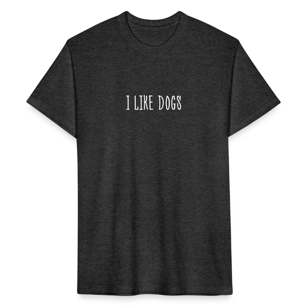 "I LIKE DOGS" Fitted Cotton/Poly T-Shirt by Next Level - heather black