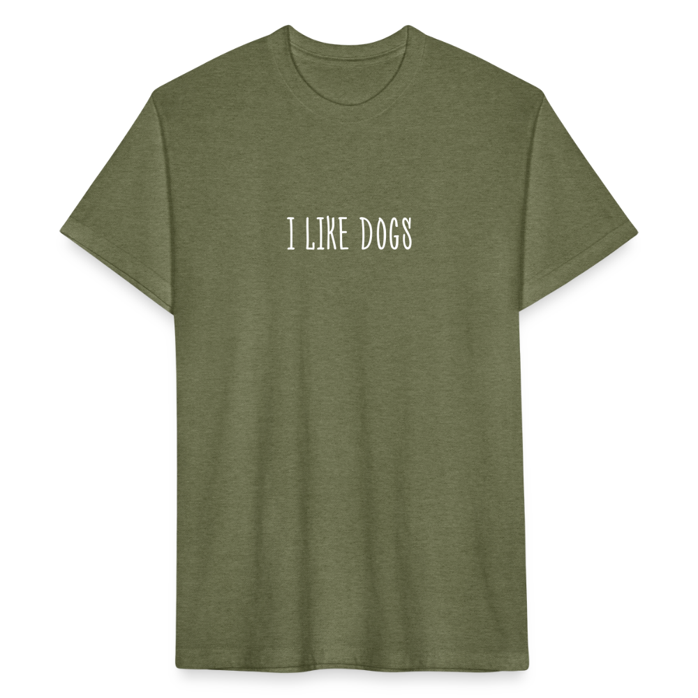 "I LIKE DOGS" Fitted Cotton/Poly T-Shirt by Next Level - heather military green