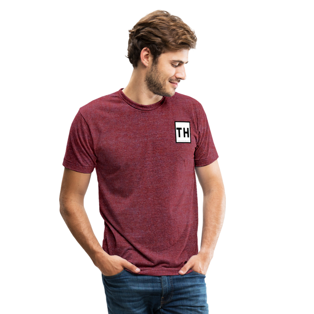 Unisex Tri-Blend T-Shirt with Square 'TH' Logo - heather cranberry