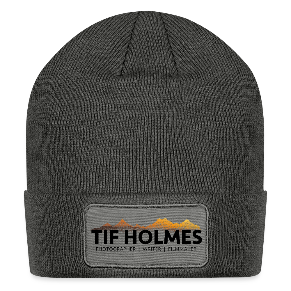 "TIF HOLMES LOGO" Logo Patch Beanie - charcoal grey