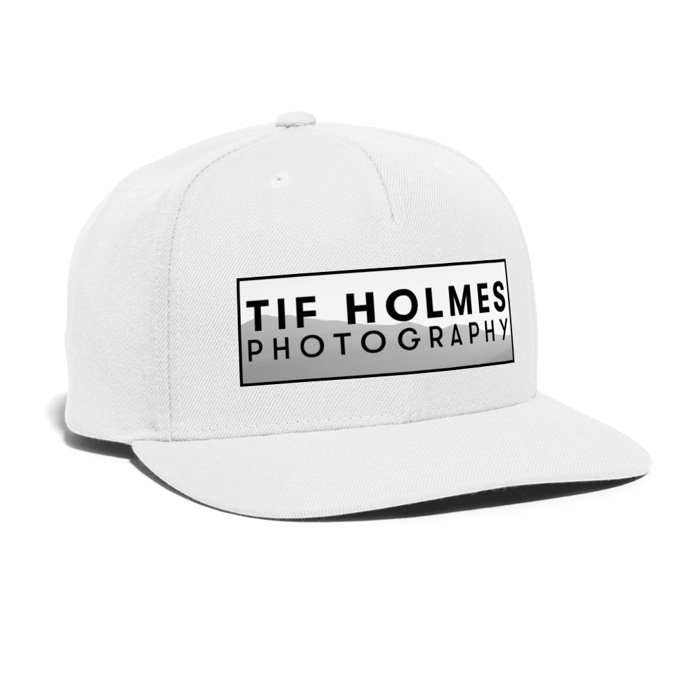 Tif Holmes Photography (Mountain Logo) Snapback Baseball Cap - white