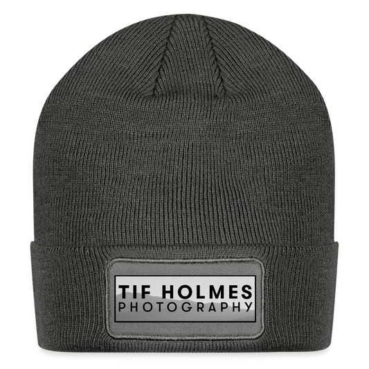 TH Mountain Logo Patch Beanie - charcoal grey