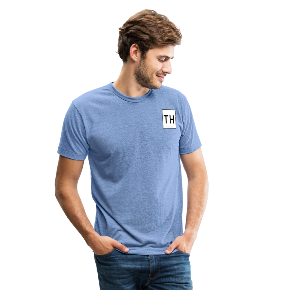 Unisex Tri-Blend T-Shirt with Square 'TH' Logo - heather blue