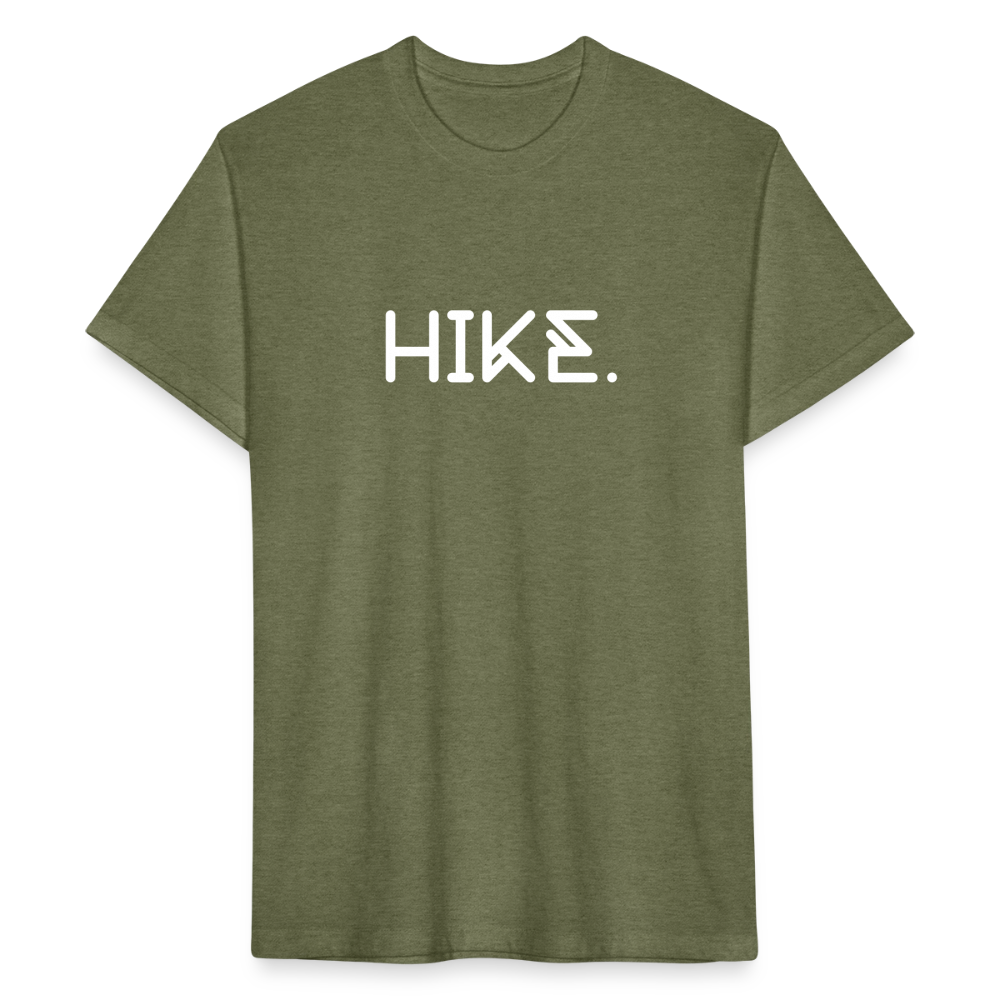 "HIKE." Fitted Cotton/Poly T-Shirt by Next Level - heather military green