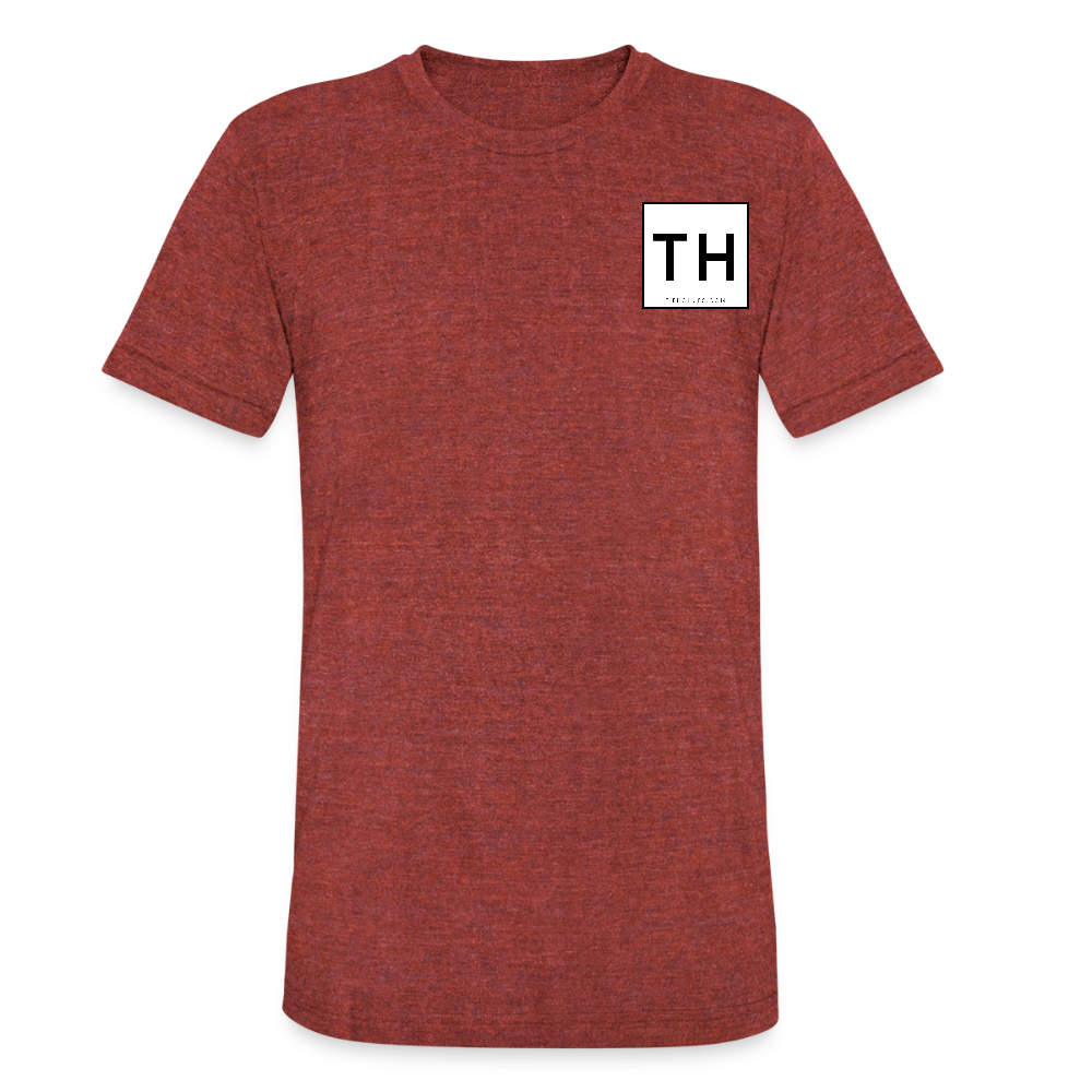 Unisex Tri-Blend T-Shirt with Square 'TH' Logo - heather cranberry
