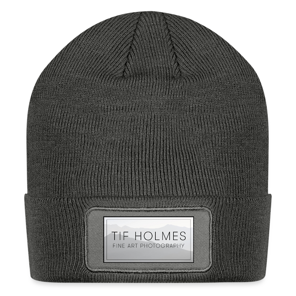 TH Mountain Logo Patch Beanie - charcoal grey