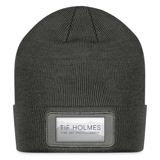 TH Mountain Logo Patch Beanie - charcoal grey