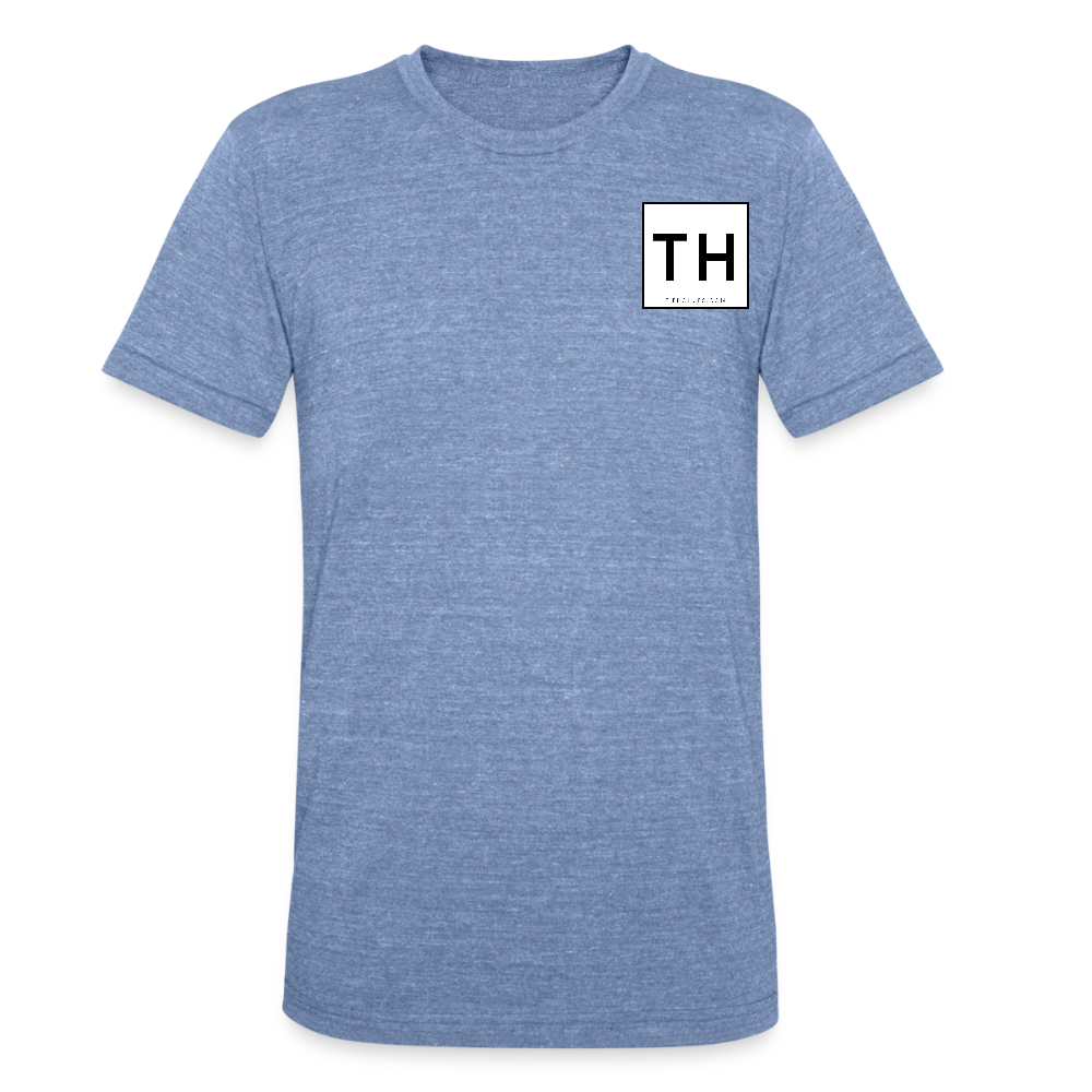 Unisex Tri-Blend T-Shirt with Square 'TH' Logo - heather blue
