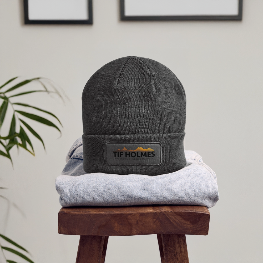 "TIF HOLMES LOGO" Logo Patch Beanie - charcoal grey