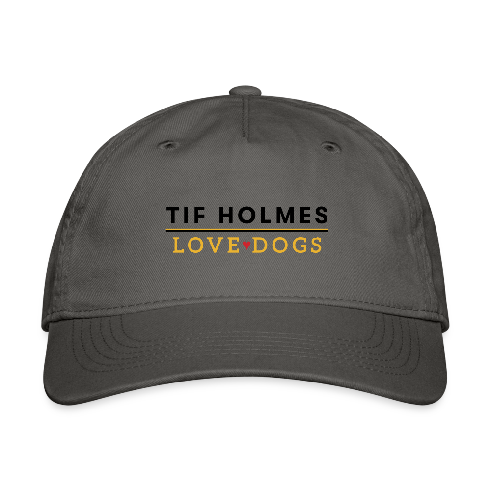 Organic Baseball Cap with Double Logo - charcoal