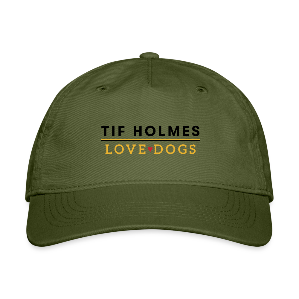 Organic Baseball Cap with Double Logo - olive green