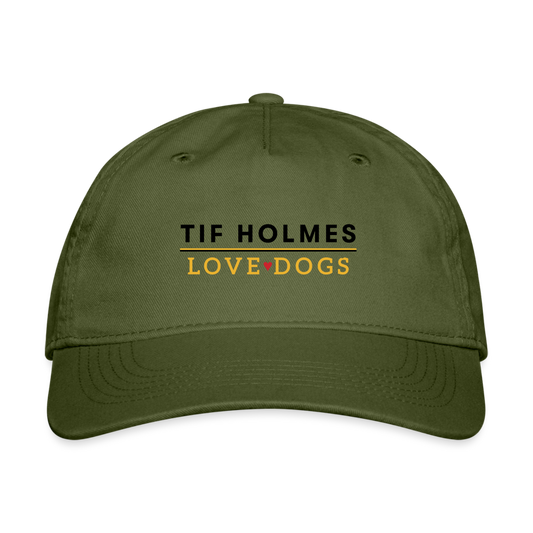 Organic Baseball Cap with Double Logo - olive green