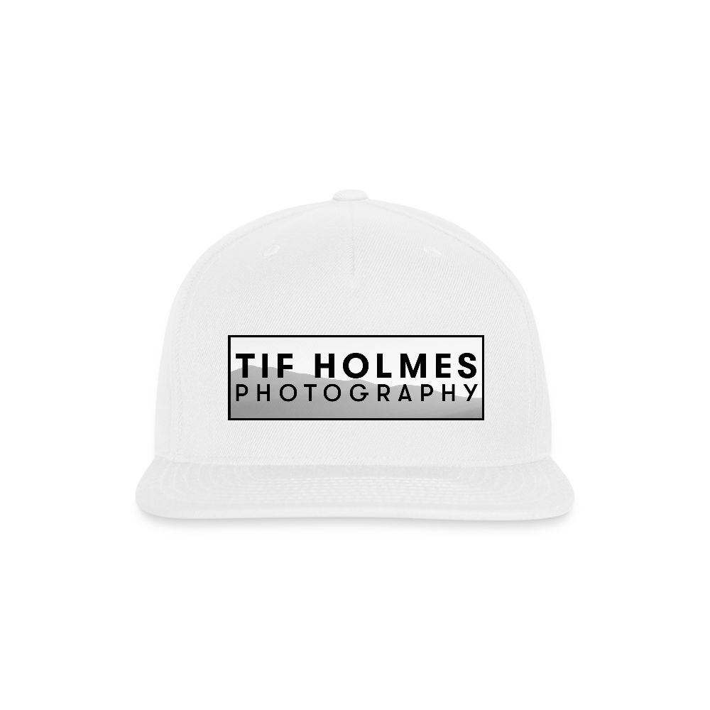 Tif Holmes Photography (Mountain Logo) Snapback Baseball Cap - white