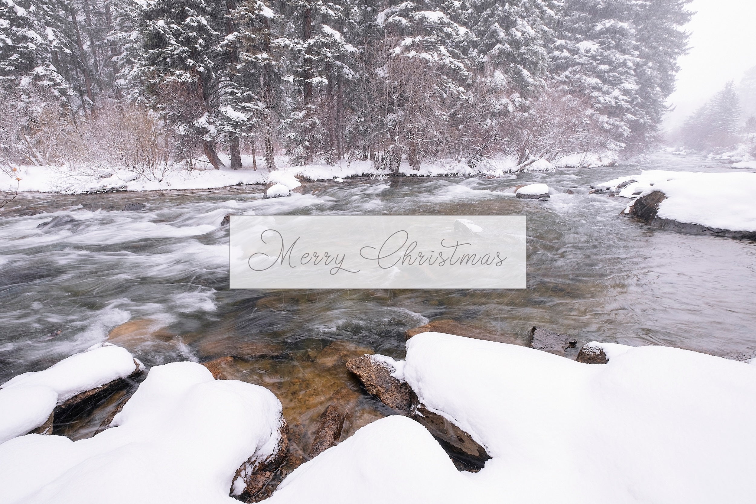 'Winter River Scene' Holiday Greeting Cards (Set of 25)