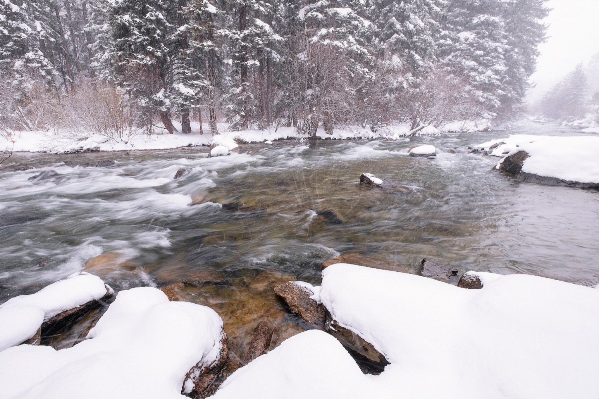 Rocky Mountain Winter River Scene