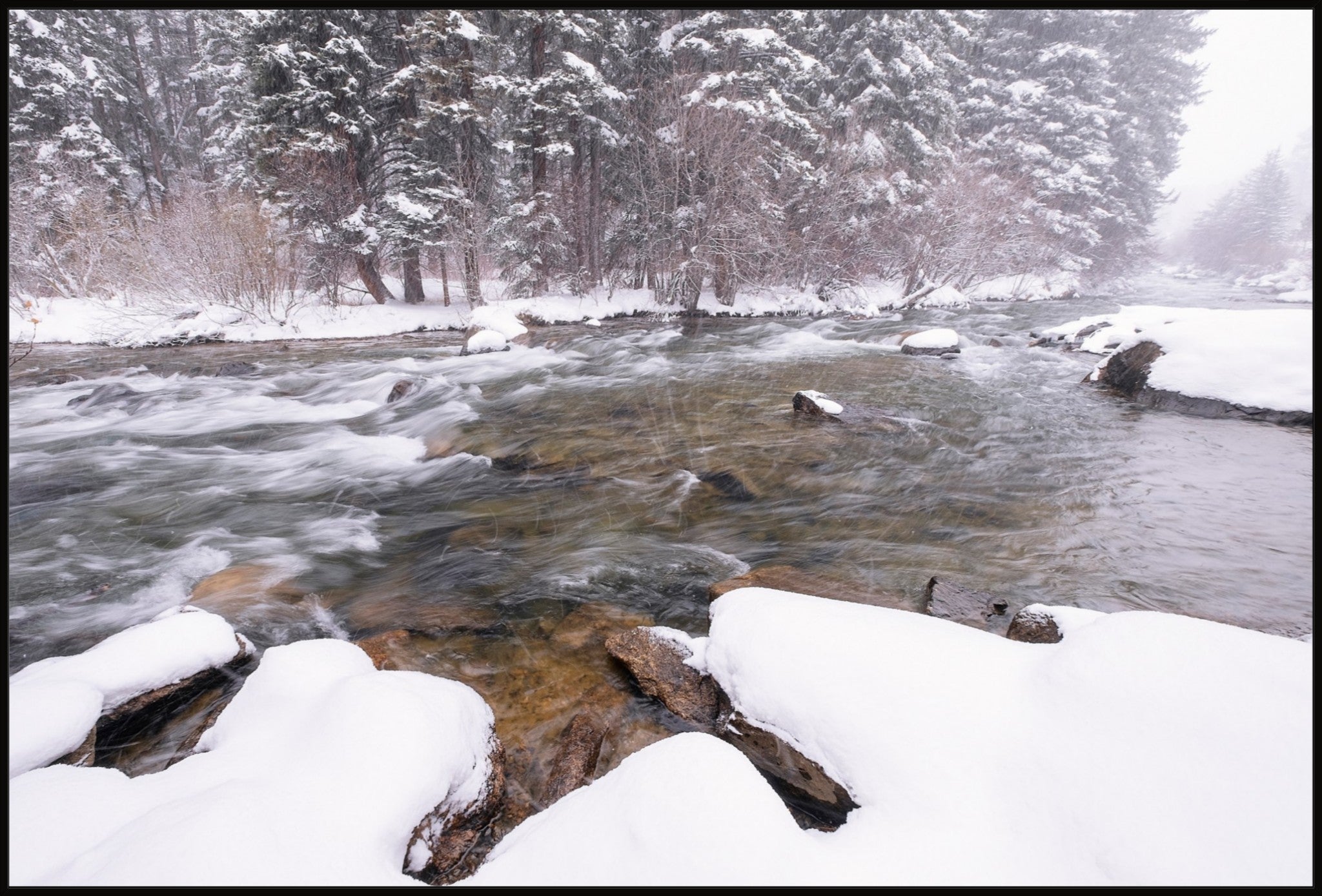 Rocky Mountain Winter River Scene