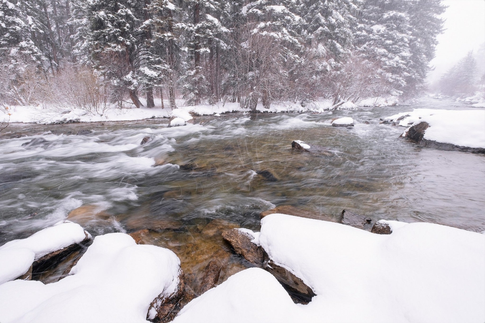 Rocky Mountain Winter River Scene