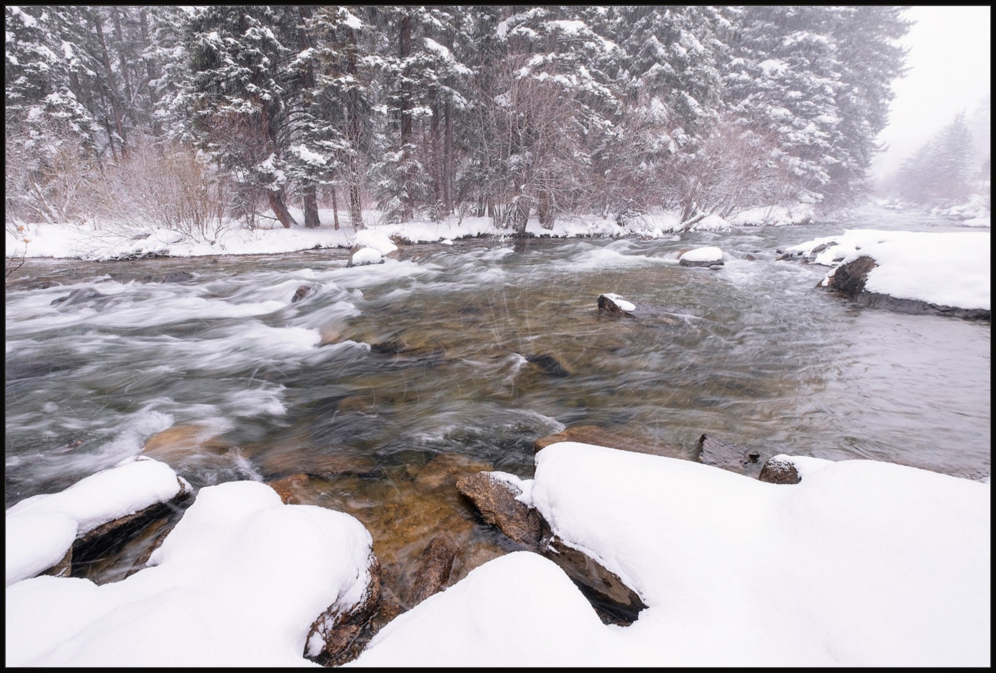 Rocky Mountain Winter River Scene